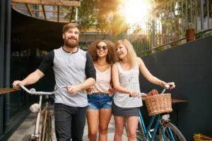 bike-down-street-and-laughing