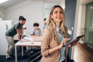 business woman smiling for business
